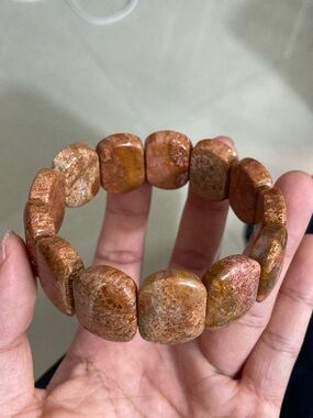 Natural Coral Stone Bracelet in Brown-Orange